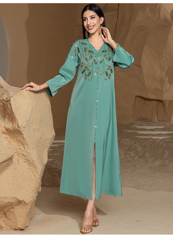 New Arabic Heavy-Duty Hand-Stitched Diamond Abaya Dress for Saudi Dubai