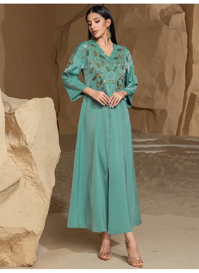 New Arabic Heavy-Duty Hand-Stitched Diamond Abaya Dress for Saudi Dubai