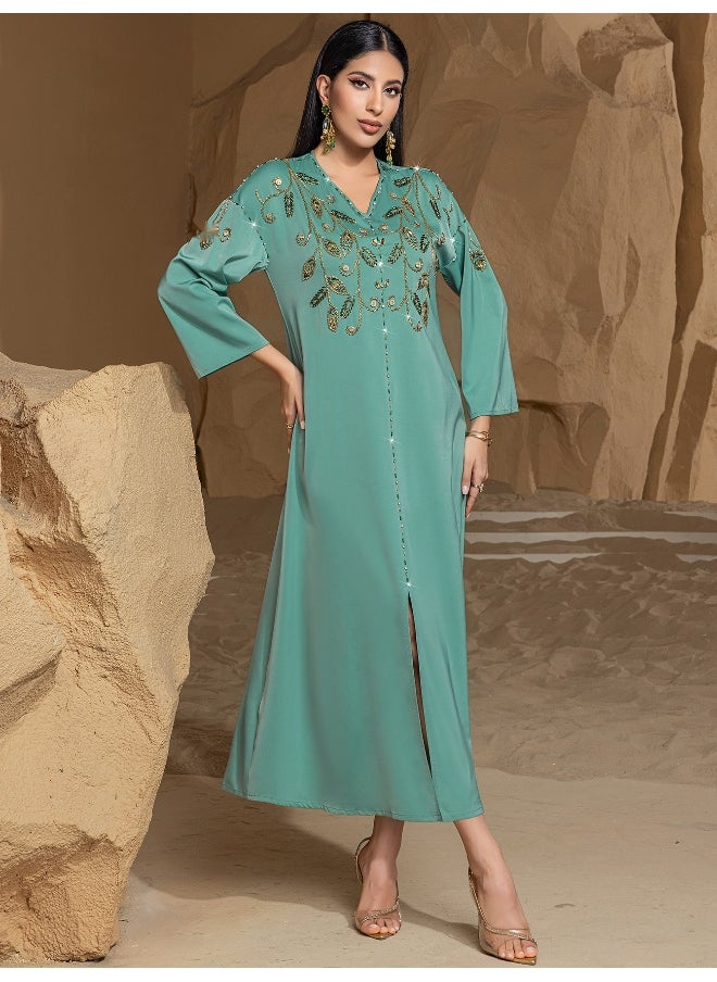 New Arabic Heavy-Duty Hand-Stitched Diamond Abaya Dress for Saudi Dubai