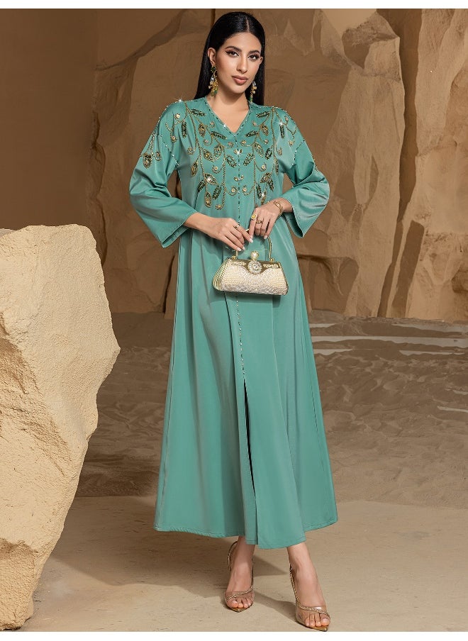 New Arabic Heavy-Duty Hand-Stitched Diamond Abaya Dress for Saudi Dubai