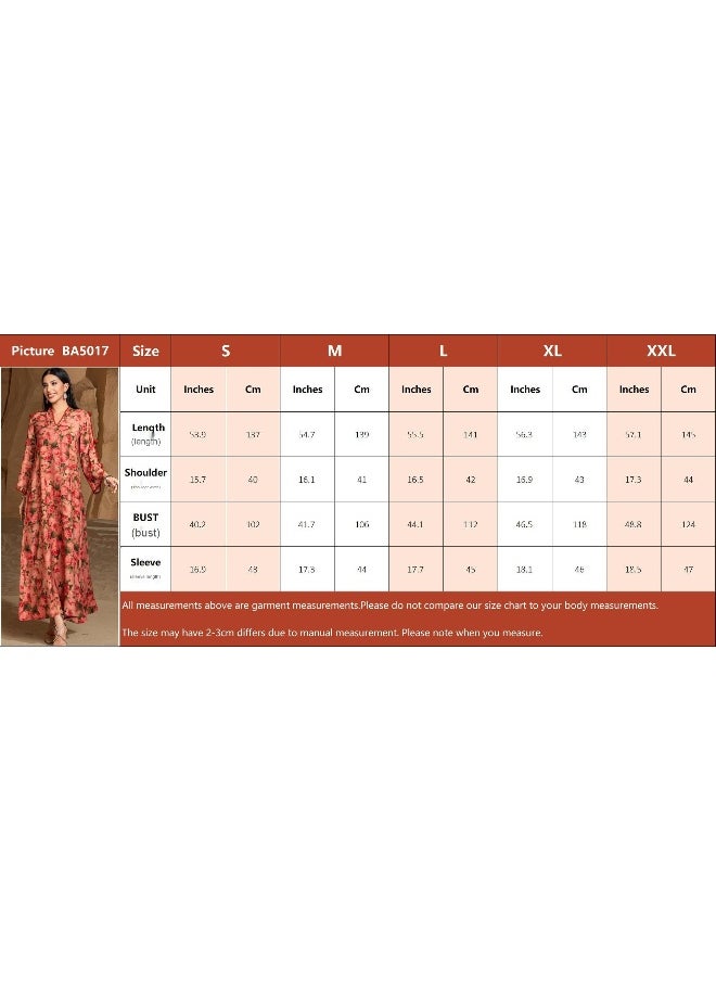 Embroidery V-Neck Long Sleeve Rose Manor Printed Abaya Dress
