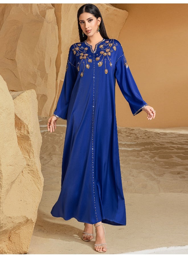 Handcrafted Blue Sequin Dress with Heavy Embellishment from Saudi Arabia