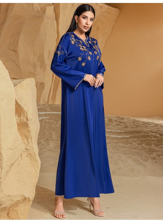 Handcrafted Blue Sequin Dress with Heavy Embellishment from Saudi Arabia