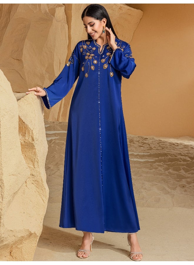 Handcrafted Blue Sequin Dress with Heavy Embellishment from Saudi Arabia