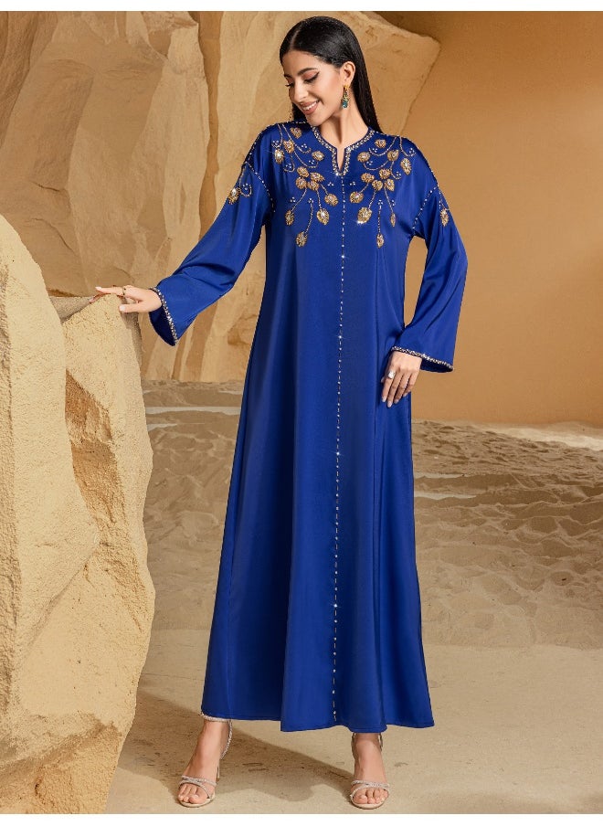 Handcrafted Blue Sequin Dress with Heavy Embellishment from Saudi Arabia
