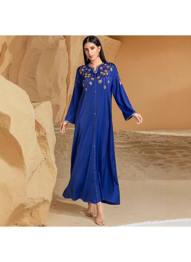 Handcrafted Blue Sequin Dress with Heavy Embellishment from Saudi Arabia
