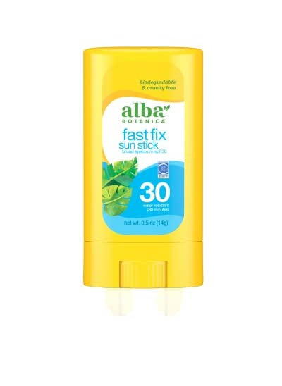 Alba Botanica, Broad Spectrum SPF 30 Fast Fix Sun Stick Sunscreen 0.5 oz (Pack of 2) (Packaging May Vary)