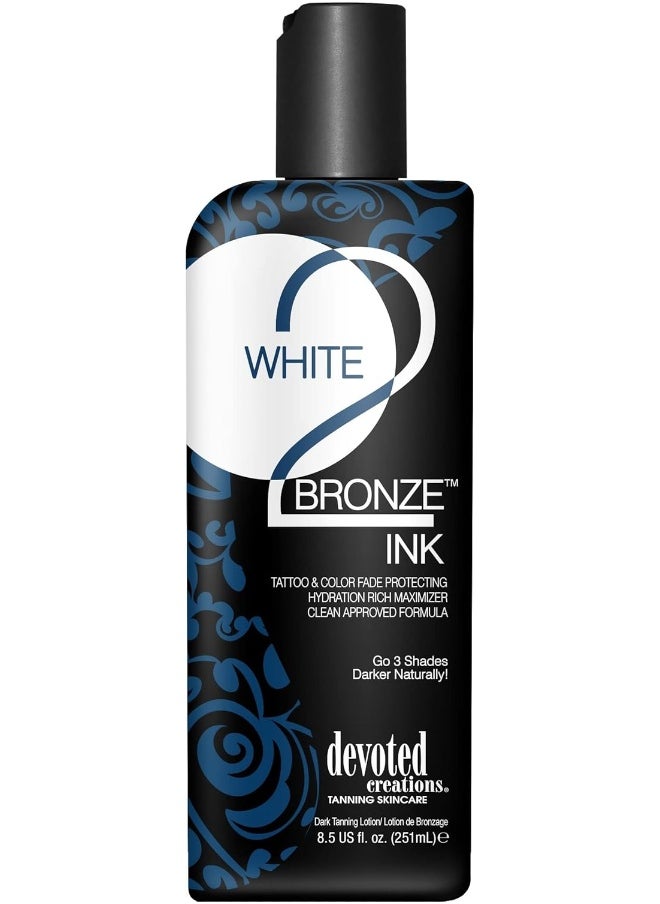 White 2 Black Ink Tattoo And Color Fade Protecting Tanning Lotion 8.5 Oz
