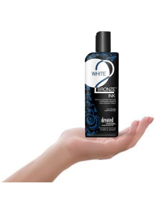 White 2 Black Ink Tattoo And Color Fade Protecting Tanning Lotion 8.5 Oz