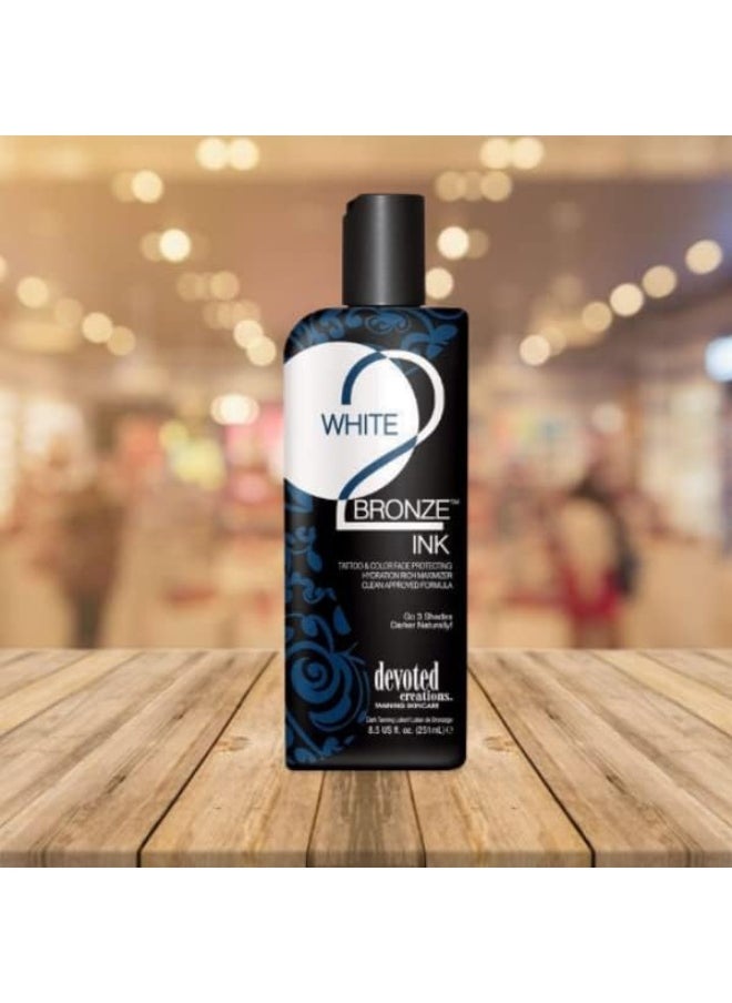 White 2 Black Ink Tattoo And Color Fade Protecting Tanning Lotion 8.5 Oz