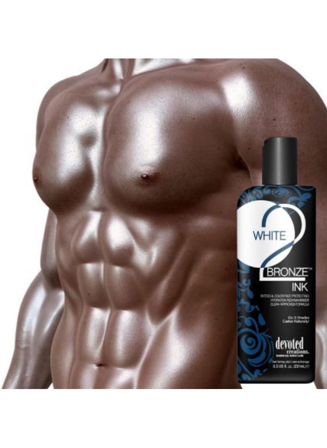 White 2 Black Ink Tattoo And Color Fade Protecting Tanning Lotion 8.5 Oz