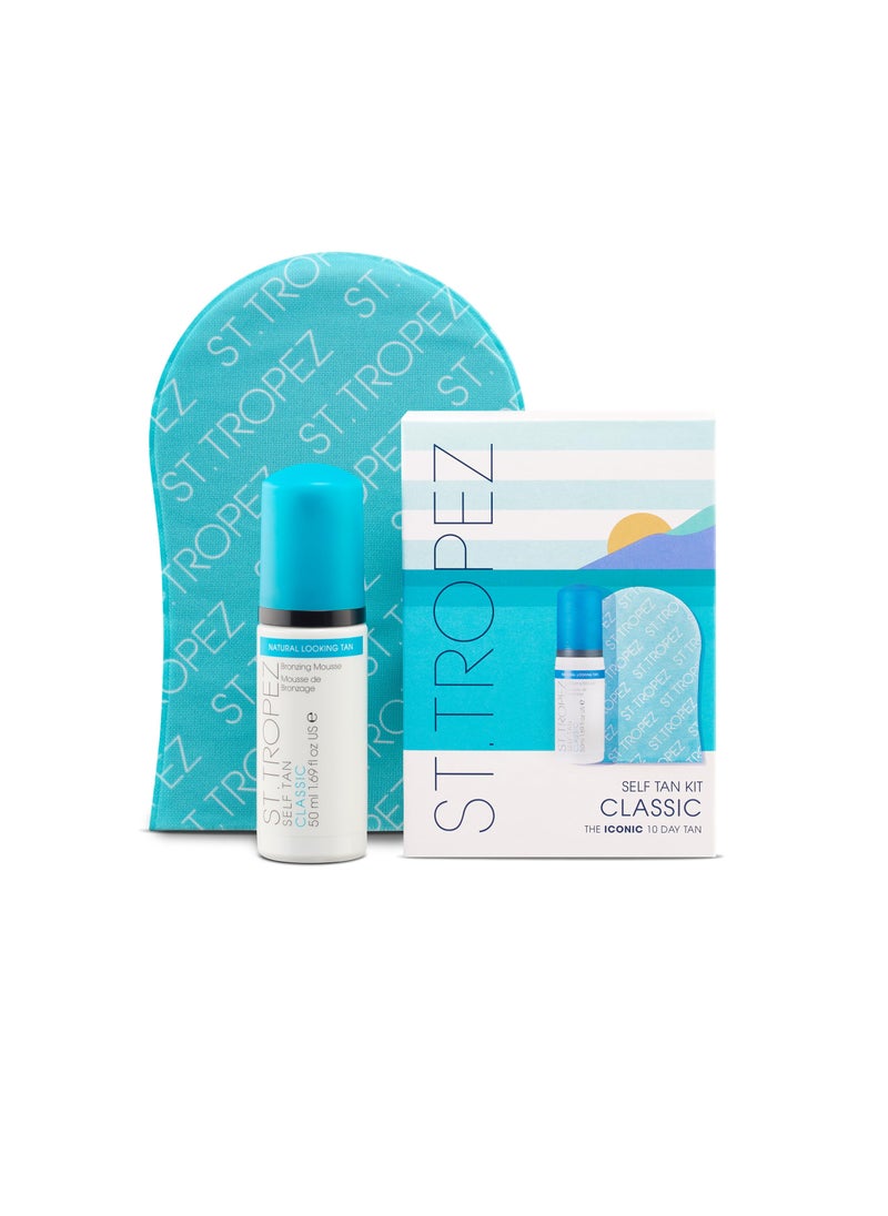 St.Tropez Self Tan Classic Mini Kit, Travel-Sized Bronzing Mousse & Tanning Applicator Mitt, Vegan-Friendly Tanner, Even & Natural Self Tan, Up to 10 Day Wear