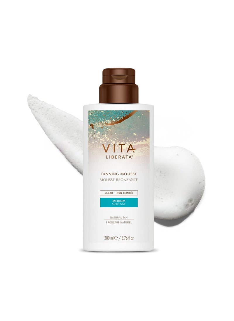 Vita Liberata Clear Self Tanner Mousse - Medium, Lightweight & Fast Drying Formula, Untinted For Minimal Transfer, Lasting Tan, Formulated with Organic Aloe Vera & Hyaluronic Acid, 6.76 fl oz