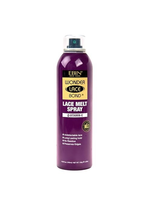 EBIN NEW YORK Wonder Lace Melt Aerosol Spray | Preserves Edges & Undetectable Lace | Long lasting hold | No Residue | Vitamin E + Biotin Infused (180ml./ 6.08oz)