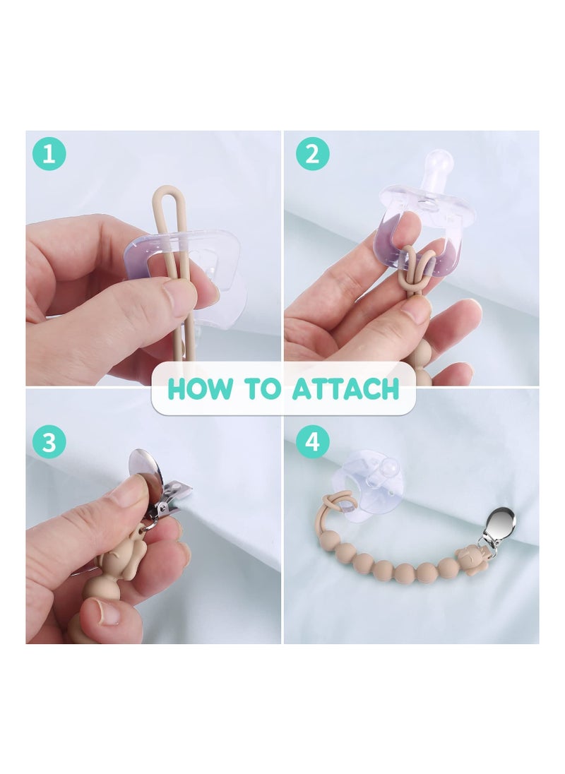 3 Pcs Adjustable Dummy Clips Soother Chain Pacifier Holders for Boys and Girls