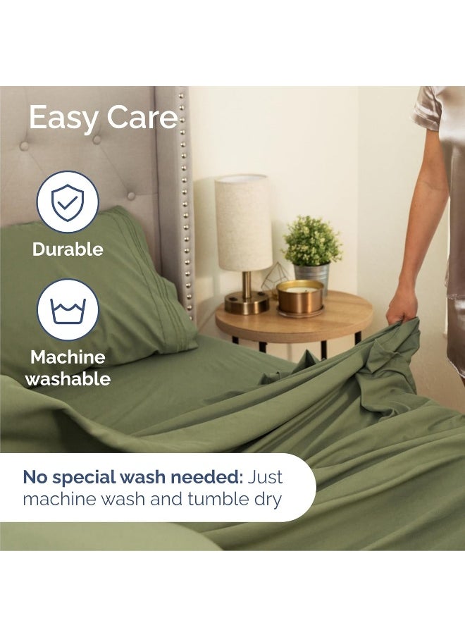 Queen Size Sheet Set - 6 Piece Set - Hotel Luxury Bed Sheets - Extra Soft - Deep Pockets - Easy Fit - Breathable & Cooling Sheets - Wrinkle Free - Green - Sage Green Bed Sheets - Queens Sheets - 6 PC