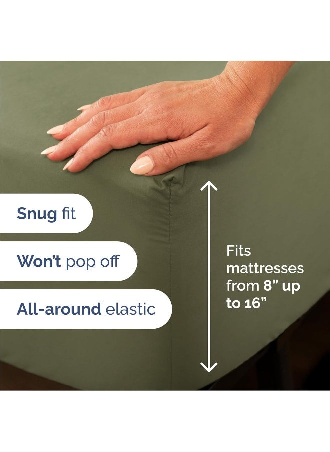 Queen Size Sheet Set - 6 Piece Set - Hotel Luxury Bed Sheets - Extra Soft - Deep Pockets - Easy Fit - Breathable & Cooling Sheets - Wrinkle Free - Green - Sage Green Bed Sheets - Queens Sheets - 6 PC
