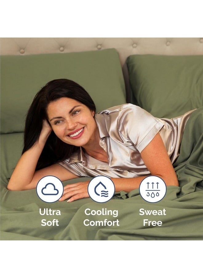 Queen Size Sheet Set - 6 Piece Set - Hotel Luxury Bed Sheets - Extra Soft - Deep Pockets - Easy Fit - Breathable & Cooling Sheets - Wrinkle Free - Green - Sage Green Bed Sheets - Queens Sheets - 6 PC