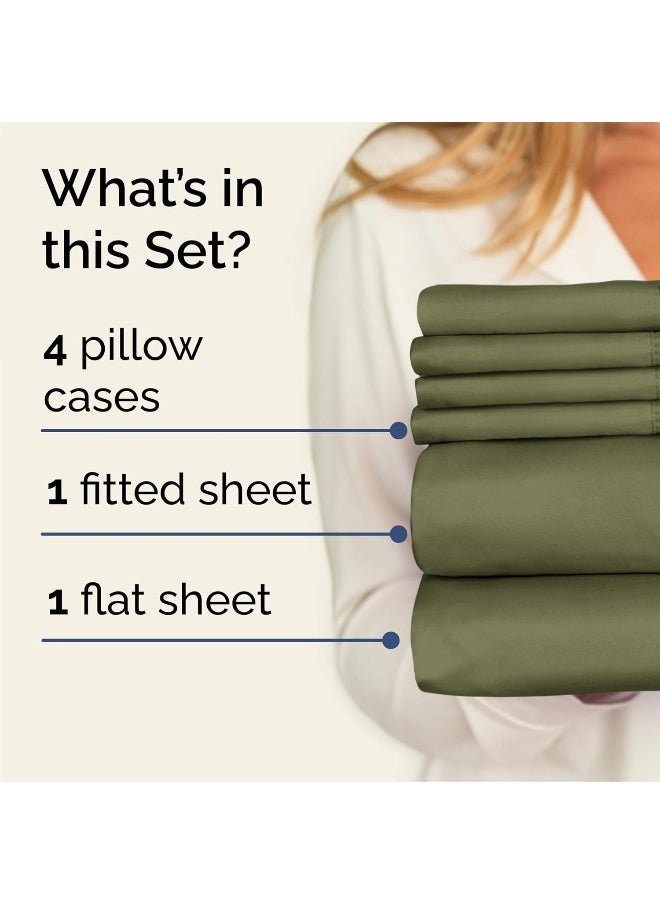Queen Size Sheet Set - 6 Piece Set - Hotel Luxury Bed Sheets - Extra Soft - Deep Pockets - Easy Fit - Breathable & Cooling Sheets - Wrinkle Free - Green - Sage Green Bed Sheets - Queens Sheets - 6 PC