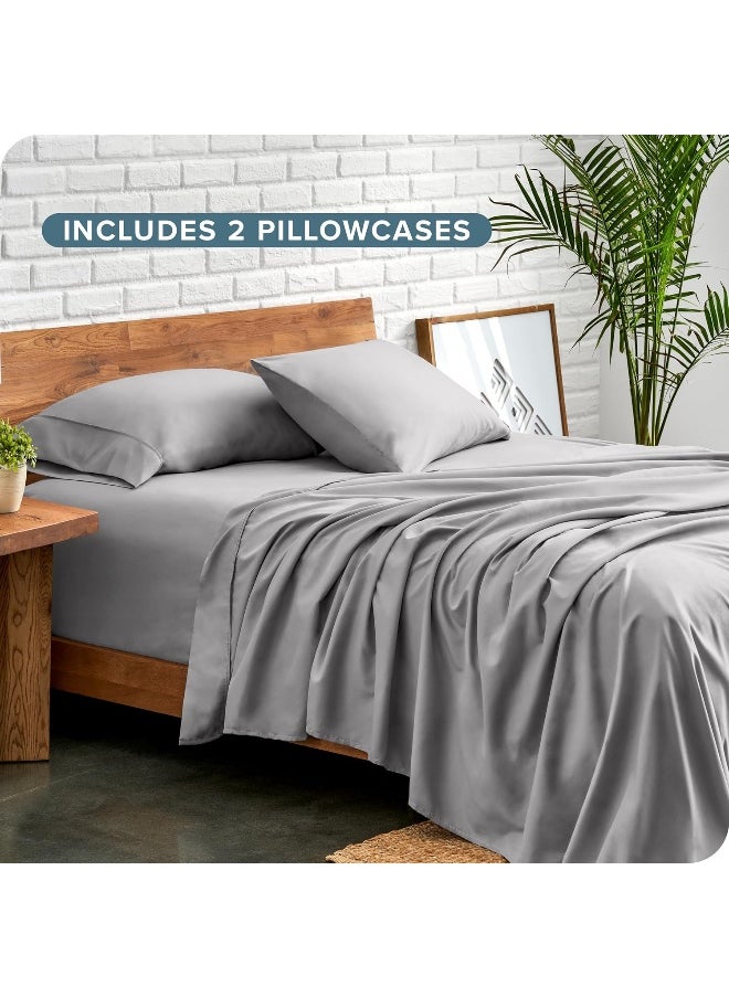 Bare Home Twin XL Sheet Set - Hotel Luxury Bed Sheets - Extra Soft 4 Piece Set - Deep Pockets - Easy Fit - Cooling & Breathable - Wrinkle, Fade, Stain Resistant - 2 Pillowcases (Twin XL, Light Grey)