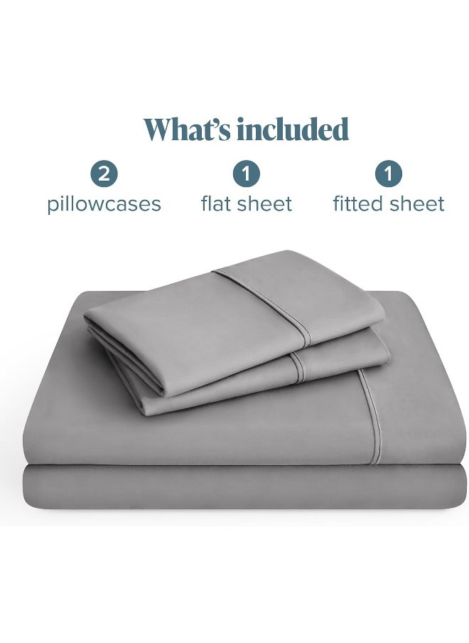 Bare Home Twin XL Sheet Set - Hotel Luxury Bed Sheets - Extra Soft 4 Piece Set - Deep Pockets - Easy Fit - Cooling & Breathable - Wrinkle, Fade, Stain Resistant - 2 Pillowcases (Twin XL, Light Grey)