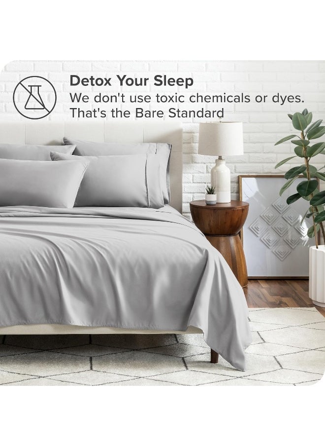 Bare Home Twin XL Sheet Set - Hotel Luxury Bed Sheets - Extra Soft 4 Piece Set - Deep Pockets - Easy Fit - Cooling & Breathable - Wrinkle, Fade, Stain Resistant - 2 Pillowcases (Twin XL, Light Grey)