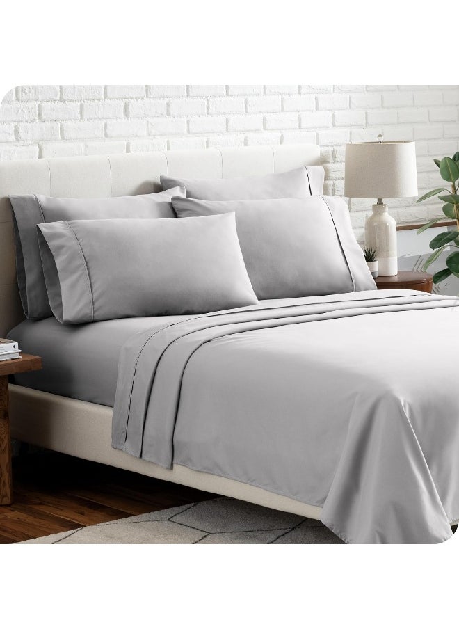 Bare Home Twin XL Sheet Set - Hotel Luxury Bed Sheets - Extra Soft 4 Piece Set - Deep Pockets - Easy Fit - Cooling & Breathable - Wrinkle, Fade, Stain Resistant - 2 Pillowcases (Twin XL, Light Grey)