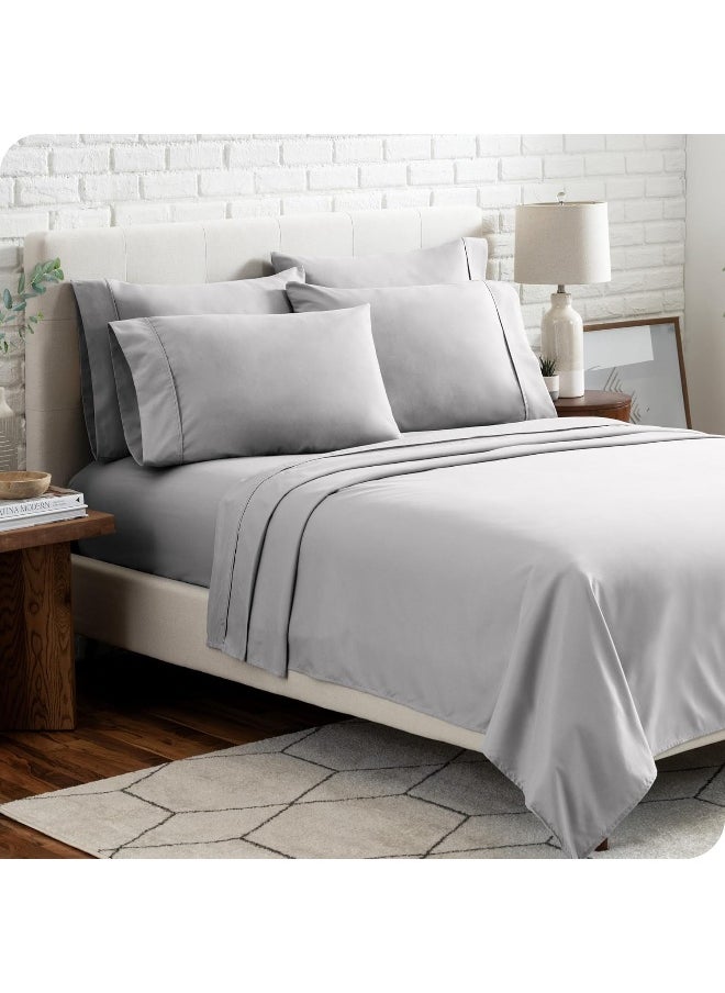 Bare Home Twin XL Sheet Set - Hotel Luxury Bed Sheets - Extra Soft 4 Piece Set - Deep Pockets - Easy Fit - Cooling & Breathable - Wrinkle, Fade, Stain Resistant - 2 Pillowcases (Twin XL, Light Grey)