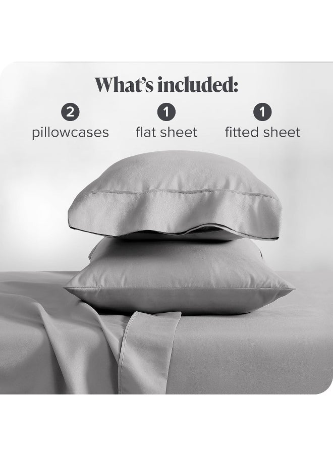 Bare Home Twin XL Sheet Set - Hotel Luxury Bed Sheets - Extra Soft 4 Piece Set - Deep Pockets - Easy Fit - Cooling & Breathable - Wrinkle, Fade, Stain Resistant - 2 Pillowcases (Twin XL, Light Grey)