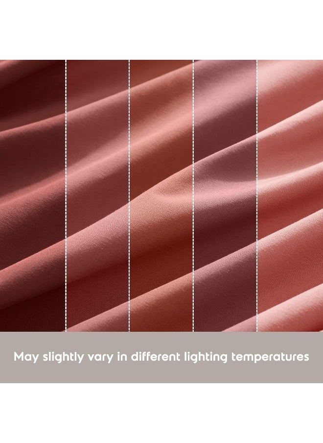 Nestl Queen Sheet Set- 4 Piece Bed Sheets for Queen Size Bed, Deep Pocket, Hotel Luxury, Extra Soft, Breathable and Cooling, Pink Clay Queen Size Sheets
