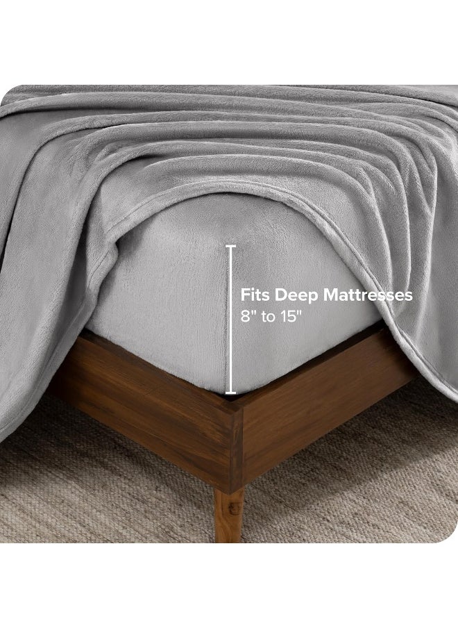 Bare Home Microplush Sheet Set, Deluxe Microplush Non-Pilling Bed Sheets, Deep Pocket, Extra Soft Velvety Bedding Set, All-Around Elastic Band Fitted Sheet, Microplush Bed Set (King, Light Grey)