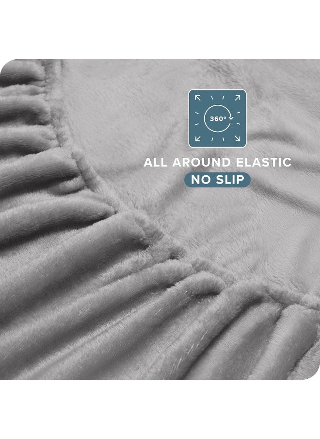 Bare Home Microplush Sheet Set, Deluxe Microplush Non-Pilling Bed Sheets, Deep Pocket, Extra Soft Velvety Bedding Set, All-Around Elastic Band Fitted Sheet, Microplush Bed Set (King, Light Grey)