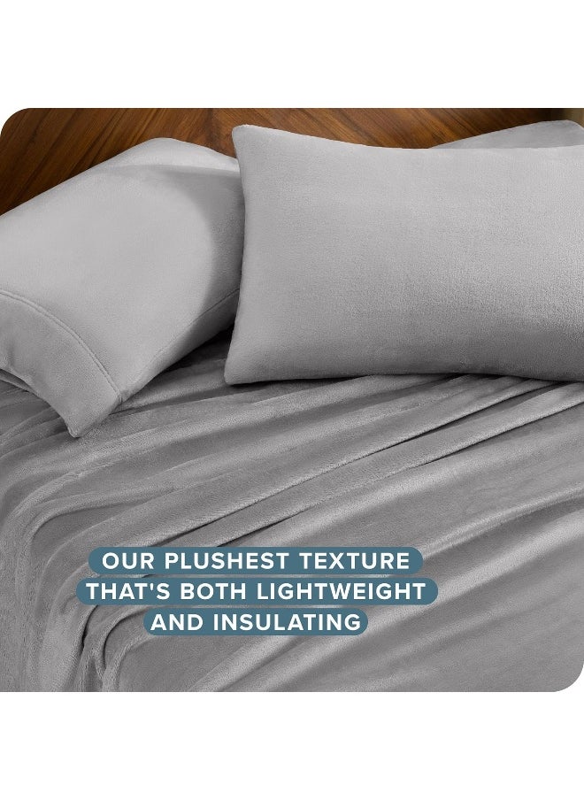Bare Home Microplush Sheet Set, Deluxe Microplush Non-Pilling Bed Sheets, Deep Pocket, Extra Soft Velvety Bedding Set, All-Around Elastic Band Fitted Sheet, Microplush Bed Set (King, Light Grey)