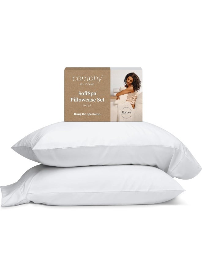Coop Home Goods Comphy by SoftSpa Pillowcase Set of 2, White Super Soft Pillow Cases Queen, Pillow Cases, Luxury Spa Quality Pillowcases, Hotel Pillow Cases, Breathable Pillow Case for Bed Pillows