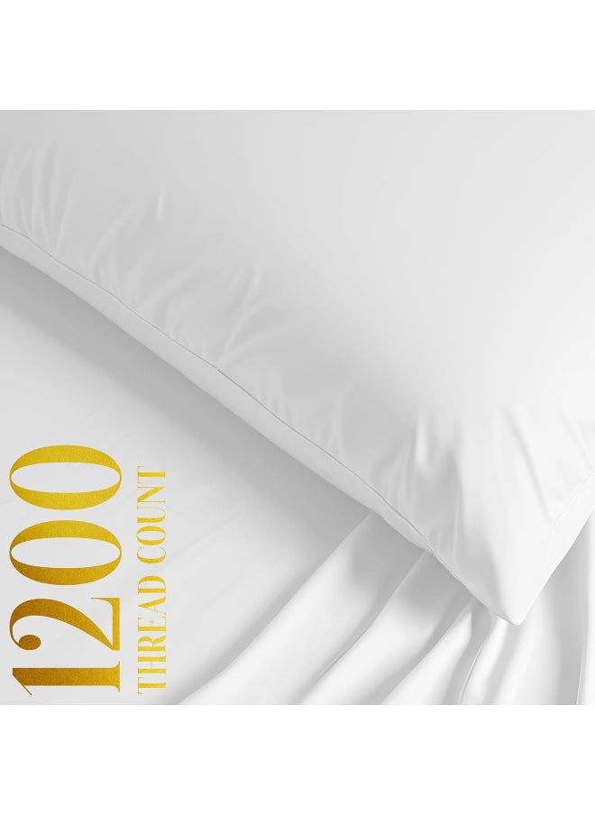Linenwalas 100% Supima Cotton King Fitted Sheet, Premium Luxury Bed Sheets - King Size, 1200 Thread Count, 16