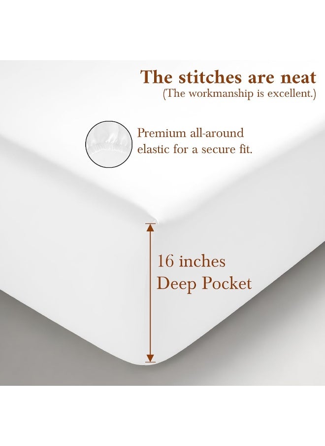 Linenwalas 100% Supima Cotton King Fitted Sheet, Premium Luxury Bed Sheets - King Size, 1200 Thread Count, 16