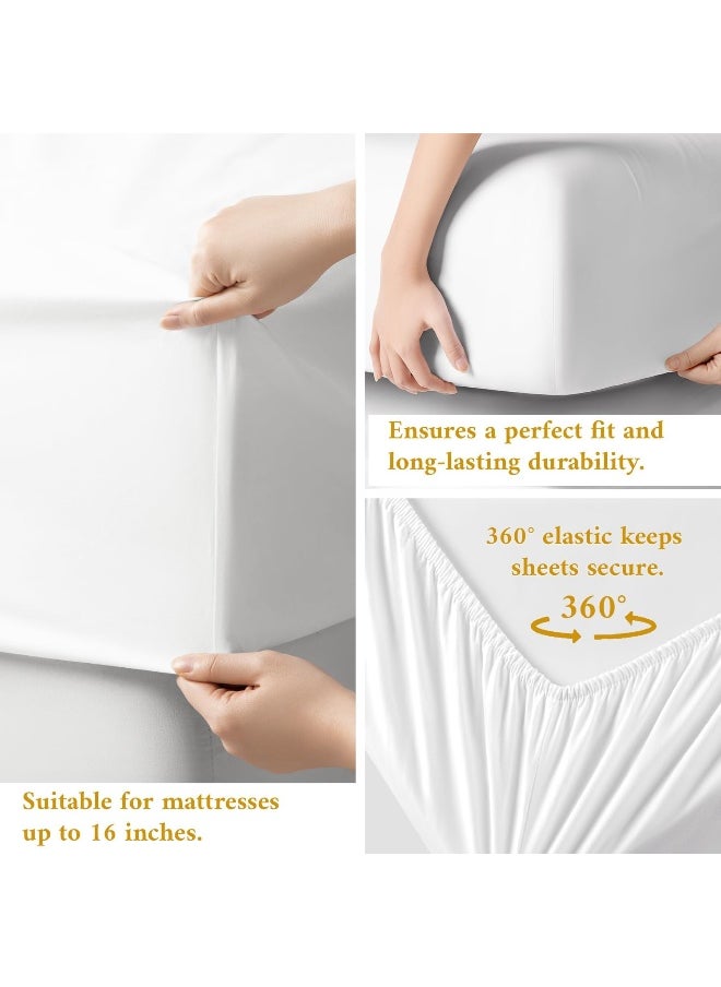 Linenwalas 100% Supima Cotton King Sheet Set, Premium Luxury Bed Sheets Set for King Size Mattress, 1200 Thread Count, 4 Pc Set, 5-Star Hotel Quality King Sheets, 16