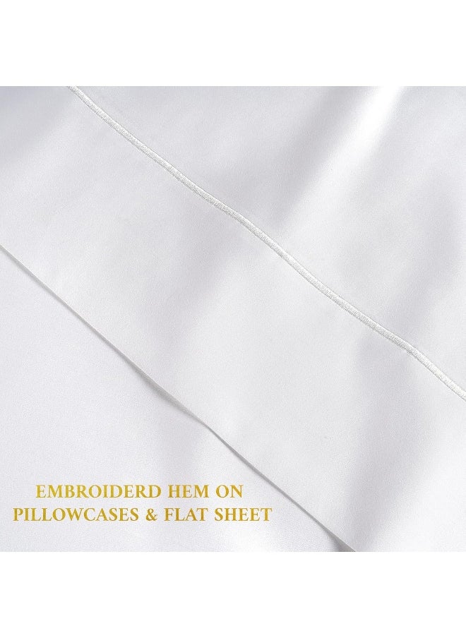 Linenwalas 100% Supima Cotton King Sheet Set, Premium Luxury Bed Sheets Set for King Size Mattress, 1200 Thread Count, 4 Pc Set, 5-Star Hotel Quality King Sheets, 16
