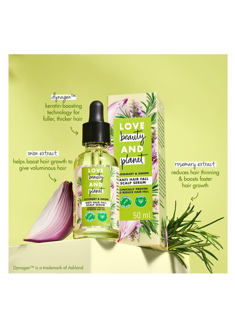 Love Beauty & Planet Onion & Rosemary & Dynagen Anti Hairfall Scalp Serum, 50Ml | No Parabens