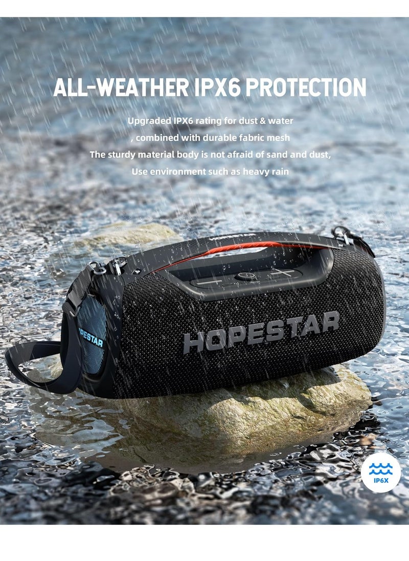 A60 100W Portable Bluetooth Party Speaker with 15000mAh Battery, IPX6 Waterproof, TWS Function, 8-Hour Playtime, Deep Bass, Colorful Lights, Wireless Mic, and Shoulder Strap for Outdoor & Indoor Use