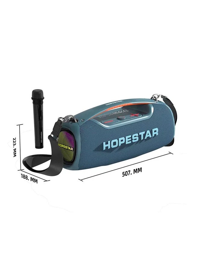 A60 100W Portable Bluetooth Party Speaker with 15000mAh Battery, IPX6 Waterproof, TWS Function, 8-Hour Playtime, Deep Bass, Colorful Lights, Wireless Mic, and Shoulder Strap for Outdoor & Indoor Use