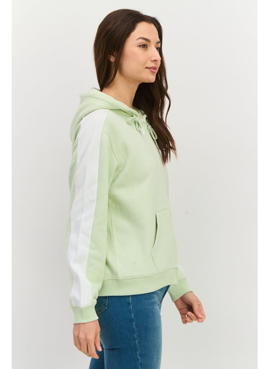 Women Brand Logo Full Zip Hooded Sweatshirt, Mint Green