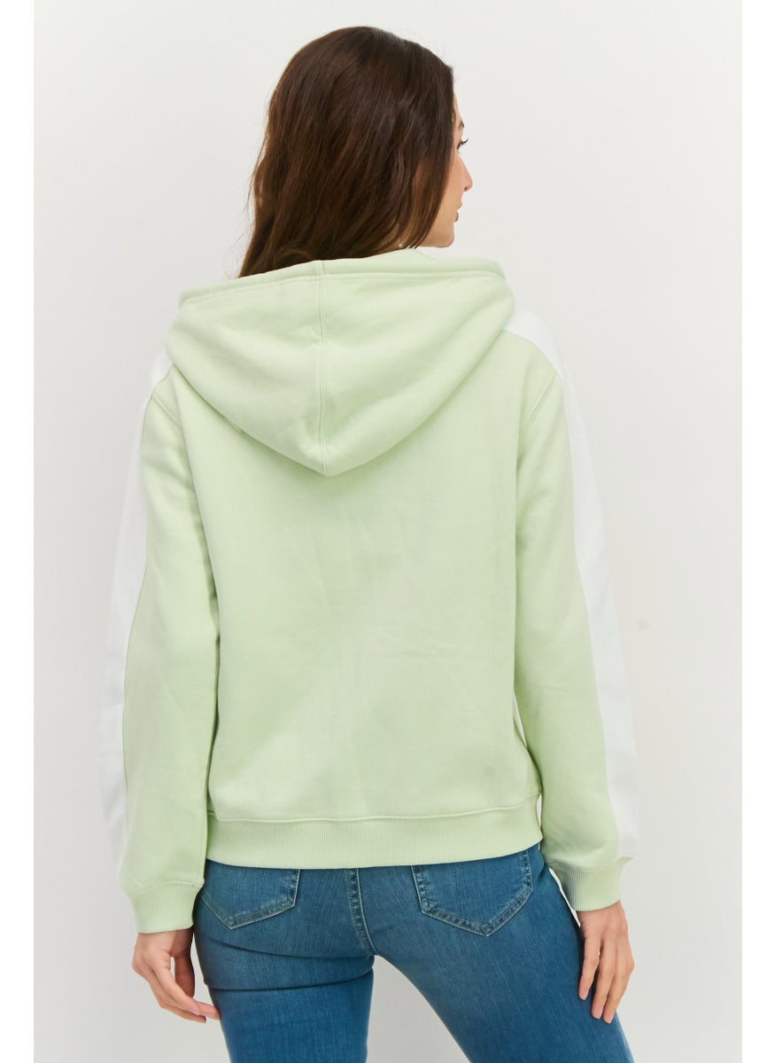Women Brand Logo Full Zip Hooded Sweatshirt, Mint Green