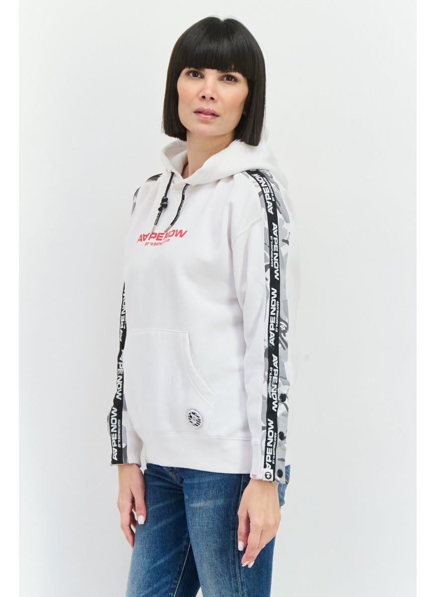Women Brand Logo Long Sleeves Sweatshirt, White