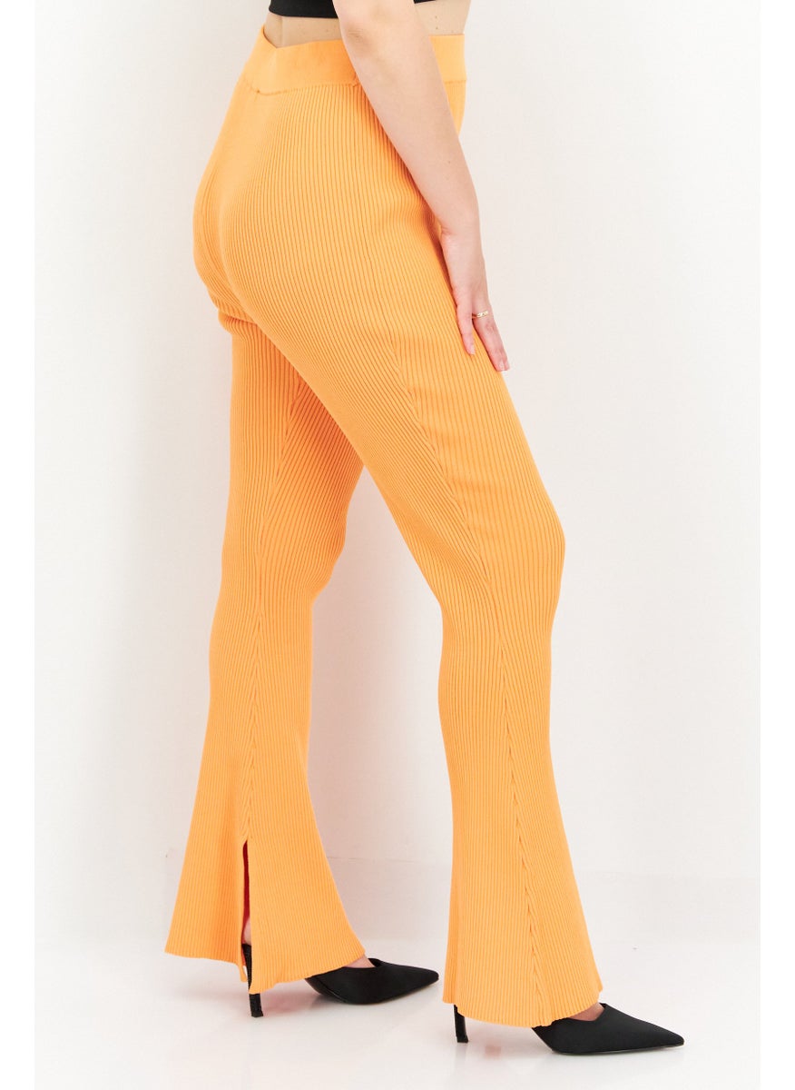 Women Regular Fit Boot Cut Pants, Orange
