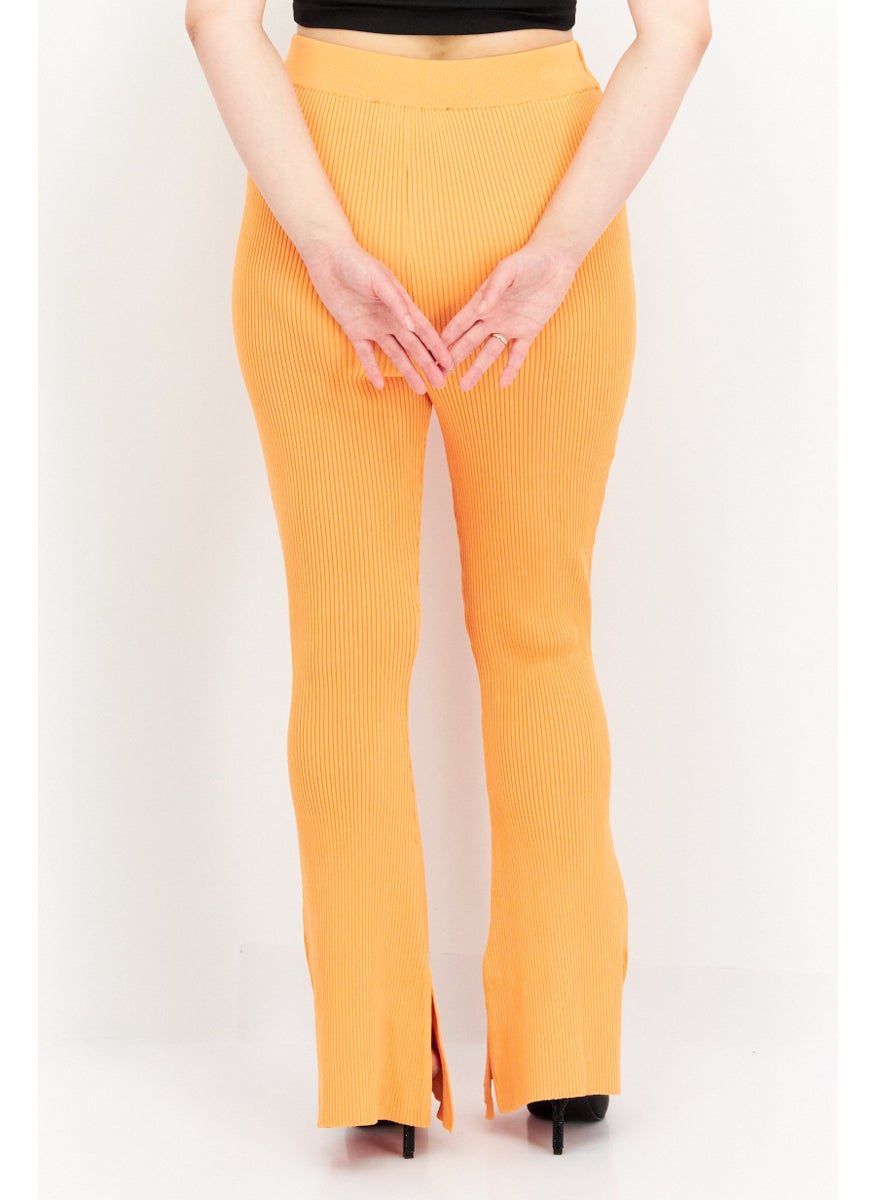 Women Regular Fit Boot Cut Pants, Orange