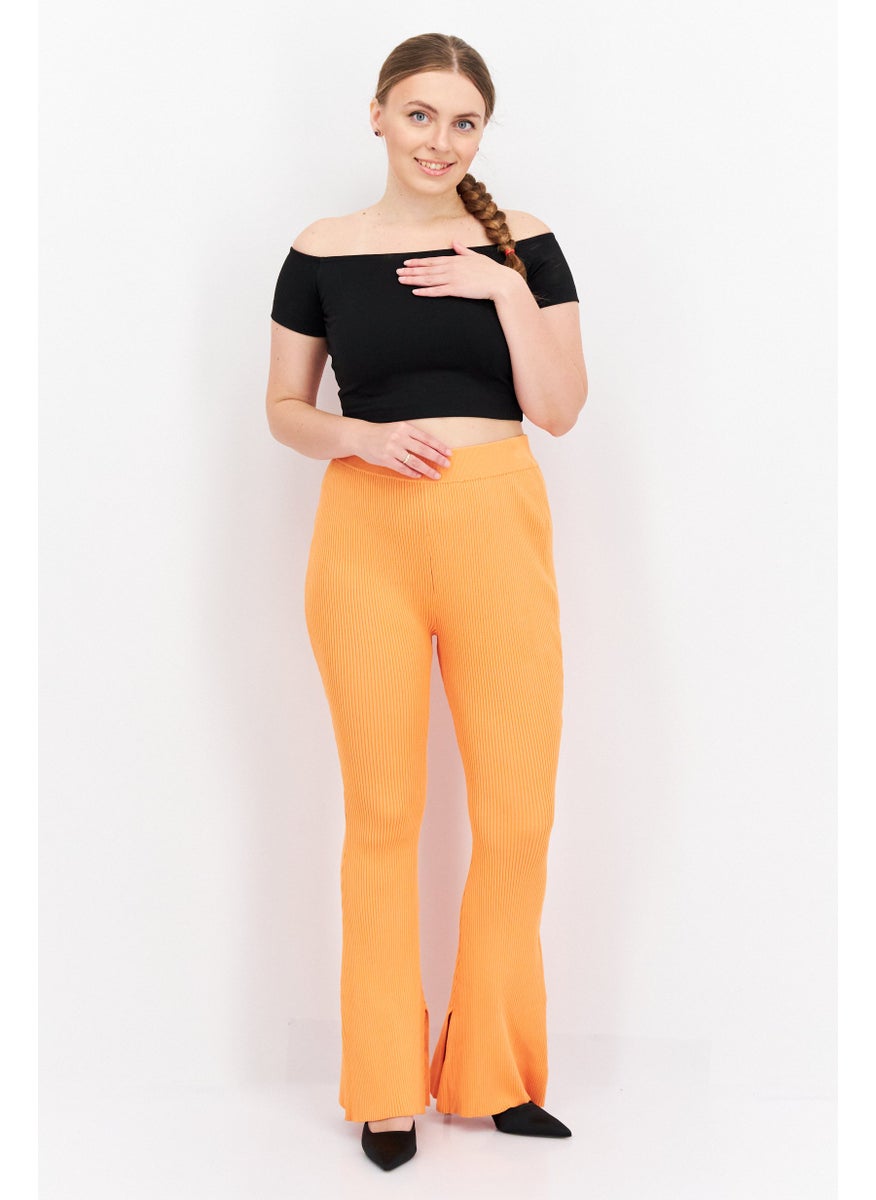 Women Regular Fit Boot Cut Pants, Orange