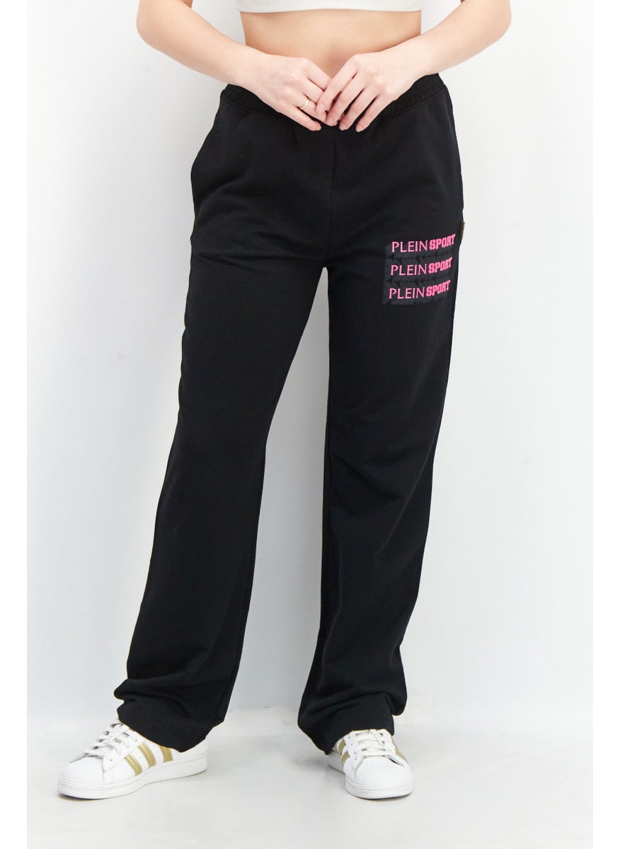 Women Sportswear Fit Training Sweatpants, Black/Pink