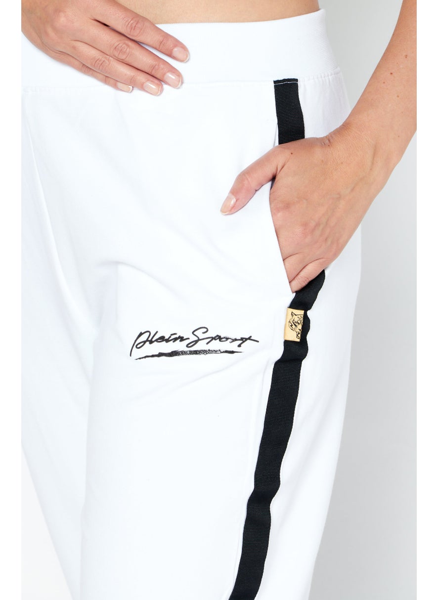 Women Sportswear Fit Brand Logo Training Pants, White/Black