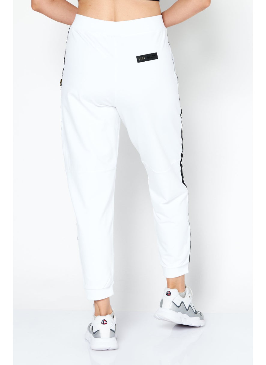 Women Sportswear Fit Brand Logo Training Pants, White/Black
